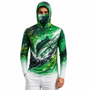 Sudadera de Pesca para Hombre con Estampado por Sublimación, Protección UPF 50 Anti-UV, Manga Larga, Diseño de Pez Marlín Verde, Ropa Deportiva Transpirable - Product Image 1