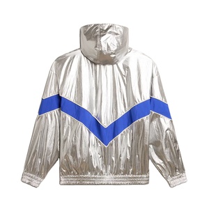 Chaqueta cortavientos plateada metálica de dos tonos, chaqueta cortavientos personalizada de moda para fiestas, para hombre - Product Image 2