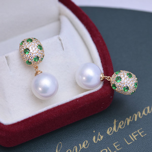 Boucles d'oreilles en argent S925 rondes blanches de 11-12 mm de Zhuji Danshui, lumière intense, faibles défauts, design élégant de Lovepearls - Product Image 3