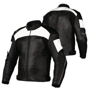 <b>Men's</b> Faux Leather CE Certified Motorcycle <b>Jacket</b>-Premium Black & <b>White</b> Biker Racing <b>Jacket</b> with Protective Armor Pockets - Product Image 4