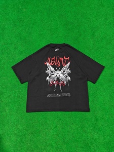 Black Cotton T-<b>Shirt</b> Short Sleeve Round Neck Casual Street Style Summer Wear Screenprint & Embroidery Logo <b>Shirt</b> - Product Image 2