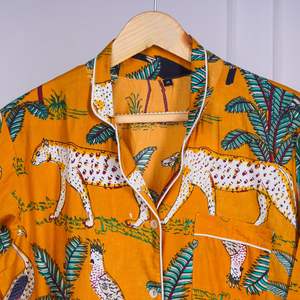 Conjunto de Pijama Floral Tejido para Mujer, Ropa de Dormir de Algodón, Elegante Conjunto de Noche con Camisa y Pantalones de Secado Rápido - Product Image 3