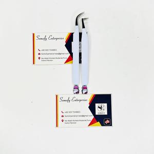 Pinzas para Pestañas de Acero Inoxidable Personalizadas de Somofy Enterprises, Color Blanco Profesional, Diseño Bonito, Curvadas a 90 Grados, Fuertes y Aislantes - Product Image 1