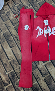 ชุดเซ็ตวินเทจสองชิ้นแบบ ODM สั่งทำพิเศษ เสื้อฮู้ดดี้สีพื้นแบบวินเทจและกางเกงขาบานทรงหลวมสำหรับผู้ชายไซส์พลัส ผ้าฟลีซสำหรับฤดูหนาว - Product Image 5