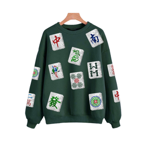 Sweat-shirt à col rond en coton de haute qualité pour femmes, surdimensionné, brodé, vêtements décontractés pour l'automne/l'hiver - Product Image 2