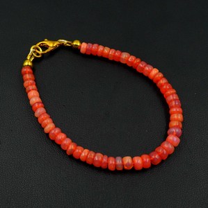 Natural Ethiopian Opal Roundel Beads Gold Plated Multi <b>Fire</b> Opal Bracelet Unisex Gift - Product Image 4