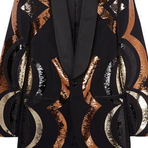 Customized Men Black Embroidered Fraternity Blazer Crystal <b>Sequin</b> Flower Handmade Polyester Party Formal Suit <b>Jacket</b> Wholesale - Product Image 6