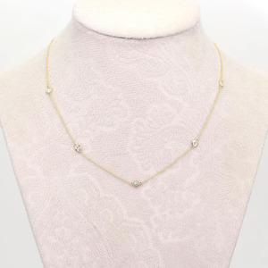 Collier ras-du-cou de luxe à cinq pierres serties clos, chaîne ajustable, bijou délicat en or massif 14K/18K avec diamant de laboratoire, idéal comme cadeau - Product Image 6