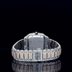 Montre de luxe en moissanite DEF de laboratoire, style hip-hop, avec diamants incolores, boîtier en alliage de 40 mm, mouvement à quartz - Product Image 4