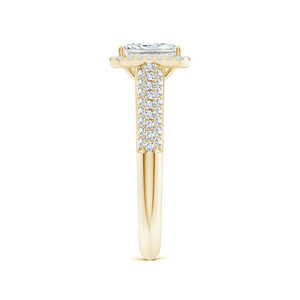Anillo de Compromiso de Doble Hilera con Diamante Cultivado en Laboratorio con Corte Radiante Certificado por IGI, Oro 10K/14K/18K, Plata 925/935, Chapado en Rodio, Regalo para Fiesta - Product Image 4