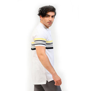 Chemise d'hiver décontractée pour homme à manches courtes, en tricot uni 100% coton respirant, col rabattu, logo personnalisé, coupe classique, noir et blanc - Product Image 3