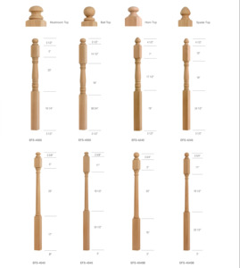 Postes de Madera de Caucho EFS, Elegantes Componentes para Escaleras de Villas y Casas, Duraderos y Resistentes al Agua, Modelo 4500 para Escaleras Interiores - Product Image 2