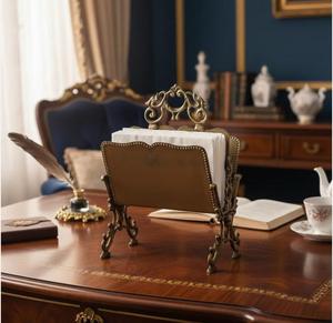 Vintage Metal Tissue Holder Stand With Ornate Design For Desk Decor - Product Image 1