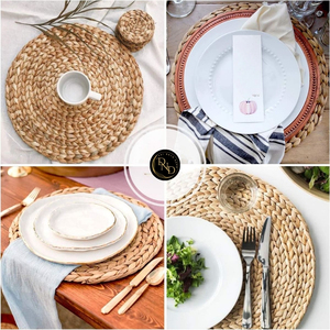 Artistic Bohemian Handmade <b>Round</b> Water Hyacinth Non-Slip Eco-Friendly Placemat Natural <b>Table</b> Pad - Product Image 5