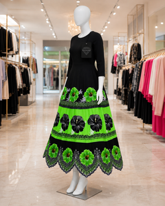 Women's High Quality Floral Embroidered Cotton Hawaiian Islander Skirt Latest Guam Micronesia Design Sequined for Summer - Product Image 3