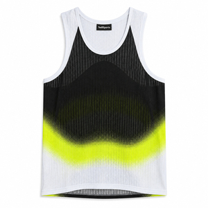 TwillSports <b>Men's</b> Breathable Mesh Tank Top Gradient Dot Print Sporty O-Neck Sleeveless <b>Vest</b> <b>White</b> Black Yellow - Product Image 1