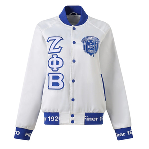 Chaqueta Bomber de Satén Zeta Phi Beta, Chaquetas de Béisbol de Seda Suave y Ajustadas, Chaqueta Universitaria de Satén 100% Poliéster Personalizada al por Mayor para Mujer - Product Image 3