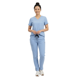 Conjunto de Uniforme Médico Unisex OEM, Top con Cuello en V, Pantalones Jogger Cargo con Bolsillos Funcionales, Tejido de Spandex/Algodón, Ropa de Hospital al por Mayor - Product Image 1