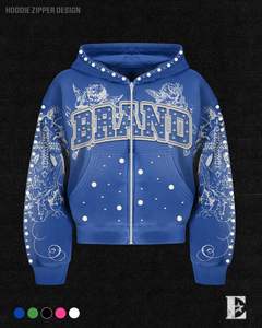 Conjunto Deportivo Personalizado de Alta Calidad para Hombre, Dos Piezas, Sudadera con Capucha y Pantalones de Felpa de Algodón Extra Grandes, Estampado 3D, Sudadera con Cierre para Invierno - Product Image 4