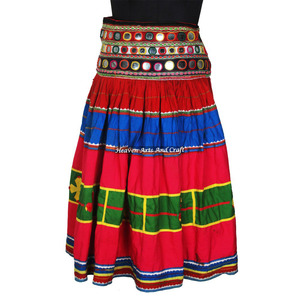 Vintage Indian Gujarati Real Kutchi Skirt Mti Embroidered Mirror Work Boho Gypsy Tribal Plus Size Summer Vintage Indian Gujarati - Product Image 1