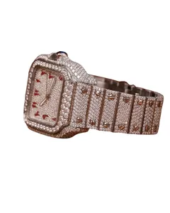 Montre de luxe en moissanite et diamants avec bracelet en or blanc pour homme, cadran arabe, idéale pour les mariages et les soirées. - Product Image 3