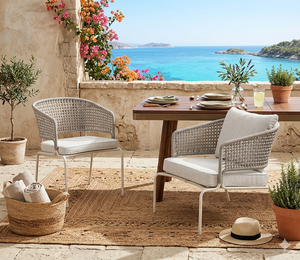Chaise de salle à manger moderne en corde tressée pour extérieur, fauteuil de luxe en rotin synthétique pour patio et jardin, ensemble de mobilier de loisirs pour hôtel et restaurant - Product Image 5
