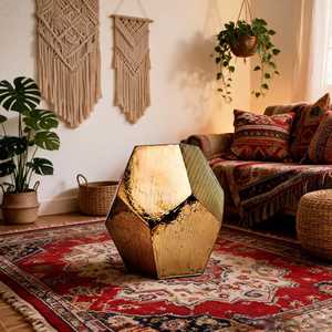 Hot Sale Original design Indonesia Made Teak Mahogany Sungkai Wooded Solid Hollow Gold Paper Finished Living Bathroom <b>Stools</b> - Product Image 2