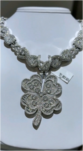 Colgante Personalizado Hiphop con Trébol de Plata 925 Bañado en Oro de 18k, con Moissanita VVS que Pasa la Prueba del Diamante, para Fiestas - Product Image 5