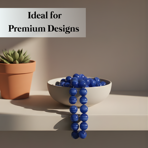 Chaîne de perles en verre rayées bleu foncé |   Perles entretoises polies pour la fabrication de bijoux, colliers et projets d'artisanat - Product Image 4