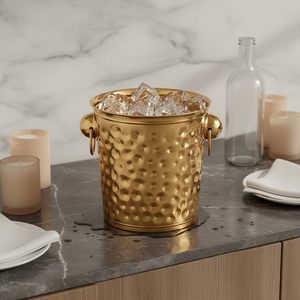 Bulk Large Capacity Hammered Stainless Steel Ice Bucket Gold Finish Rust Resistant Party <b>Drink</b> Beverage <b>Cooler</b> Champagne Bucket - Product Image 5