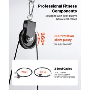 Sistema di Pulegge LAT con Maniglie a Doppia Presa, Barra Corta per Palestra Domestica, 1 Pezzo con Attacco per Cavo in Acciaio - Product Image 4