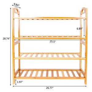 "Bamboo 4-Tier <b>Shoe</b> <b>Rack</b> Easy Assembly Home/Office <b>Storage</b> Wood Finish" - Product Image 6