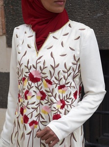 Abaya Holgada de Rayón con Bordado Floral, Larga hasta el Suelo, de Manga Larga, Modesta, para Eid, Ramadán, Oración, Vestido de Noche para Mujer - Product Image 3