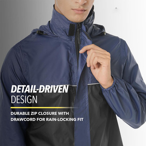 <b>Lightweight</b> Waterproof Windproof Outdoor Wear Custom Logo <b>Men</b> <b>Rain</b> <b>Jacket</b> with Adjustable Hood Waterproof Outdoor <b>Rain</b> <b>Jacket</b> - Product Image 3