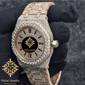 Montre Pahal Jewels de luxe en acier inoxydable avec mouvement mécanique, cadran analogique rond de 40 mm, verre saphir, fermoir pliant unisexe - Product Image 3