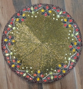 Handmade Elegant Round <b>Beaded</b> <b>Placemat</b> High Quality Red Crystal Glass <b>Beaded</b> Table Mat For Wedding And Home Decor - Product Image 2