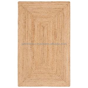 Tapis en Jute naturel tissé à la main, accessoire personnalisé en coton indien, style Boho moderne, pour chambre d'hôtel, couleur personnalisée, 5000 Gsm, 14mm, 1 pièce - Product Image 2