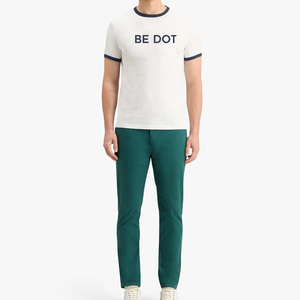 T-shirt à manches courtes pour homme Be Dot, blanc, col rond, avec bordure contrastée, jersey décontracté en coton, séchage rapide, respirant, 220g - Product Image 2