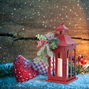 Farol Metálico Navideño con Corona en Forma de Lágrima, Portavelas LED para Decoración Interior y Exterior, Centro de Mesa Festivo - Product Image 5