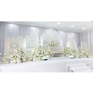 ฉากหลังงานแต่งงานแบบดั้งเดิมสีขาวทันสมัย แผงตกแต่งเวทีน้ำหนักเบา DSTExports โครงประตูฉากหลังงานแต่งงานจากไฟเบอร์ - Product Image 1