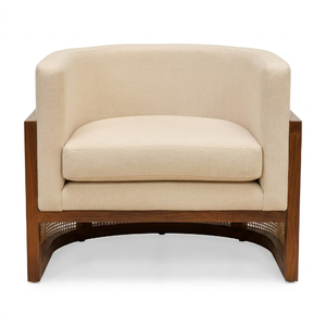 Modern Solid Wood Rattan Accent Sofa Chair with UV-Resistant PE Rattan and Non-Waterproof Cushion for Garden Outdoor Use - Product Image 2