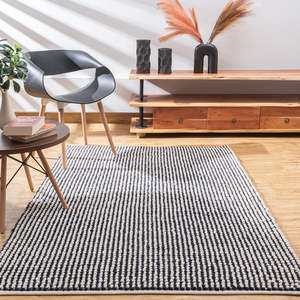 Blue <b>White</b> Geometric Handmade Modern Cushioned Wool Area <b>Rug</b> Woven Braided Latex Backing Rectangle Indoor Home Decor - Product Image 3