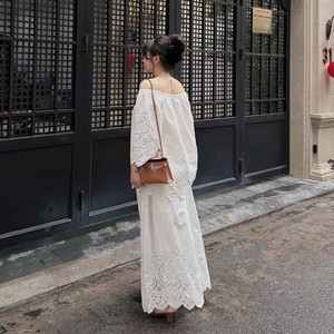 Premium <b>White</b> Embroidered Lace <b>Skirt</b> High Waist Knee-Length A-Line Design Casual Style for <b>Summer</b> & Vacation - Product Image 6