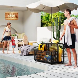 Carrello Portaoggetti per Piscina Grigio Scuro con Ruote 43.25"L X 22.5"W X 28"H - Product Image 2