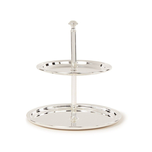 Modern Design Metal Cake Snacks Serving Stand 2 Tier Silver Plated Round Cake Stand For Wedding Party Dessert Display On Sale - Product Image 1