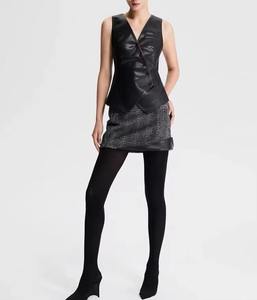 Veste en cuir d'agneau véritable pour femme, style rétro, imperméable, triple boutonnage, printemps-automne, noire, vente en gros - Product Image 4