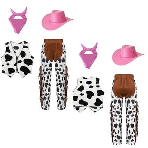 <span class=keywords><strong>Disfraz</strong></span> de Vaquero/<span class=keywords><strong>Vaquera</strong></span> Unisex de 4 Piezas (6-16 Años), <span class=keywords><strong>Chaleco</strong></span> con Estampado de Vaca, Pantalones, Pañuelo y Sombrero para Cosplay, Fiestas Temáticas y Juegos de Rol - Product Image 2