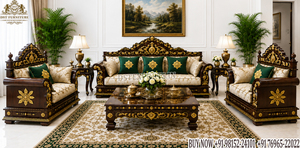 Juego de muebles de sala de estar modernos de madera de teca Juego de sofás de madera de sala de dibujo único Muebles de sala de estar de madera de teca hechos a mano - Product Image 3