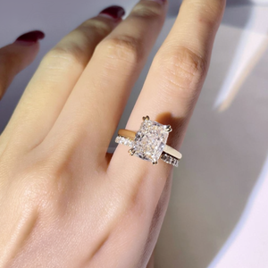 Yellow Gold D Color <b>Cushion</b> Cut Lab Grown Diamond Classic <b>Ring</b> Laser Drilling 48 Side Stone Women <b>Wedding</b> Anniversary Gift Band - Product Image 5