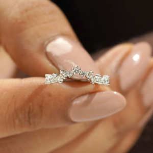 สายรัดมอยส์ซอไนต์โค้งมนสำหรับงานแต่งงานสไตล์ครึ่งนิรันดร์18K แข็งสีขาวทองวัสดุ PT950ของขวัญวันครบรอบ - Product Image 3